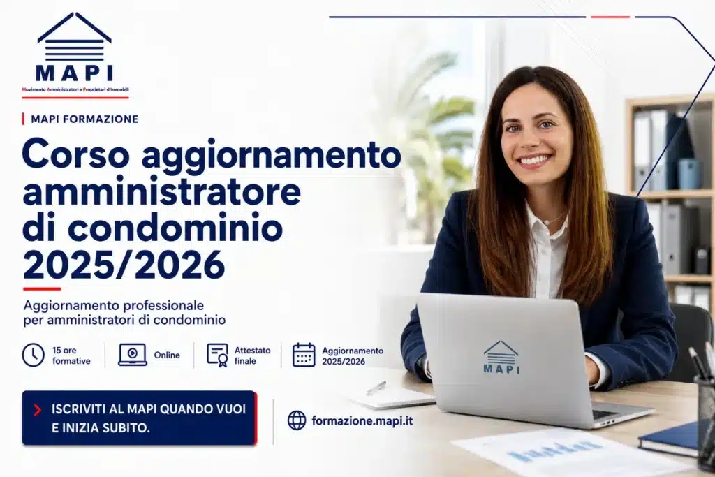 corso di aggiornamento per amministratori di condominio MAPI 2025-2026 – formazione professionale riconosciuta DM 140/2014